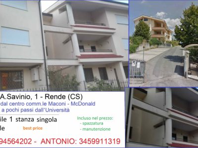 COSENZA AFFITTO STANZA SINGOLA DISPONIBILE POSTO LETTO FEMMINILE